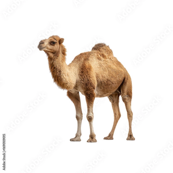 Obraz Single Dromedary Camel Isolated on Black Background