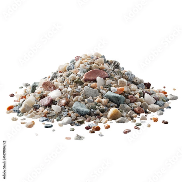 Fototapeta Png of pile of multicolored rocks and pebbles, a diverse collection of natural materials, isolated on transparent background