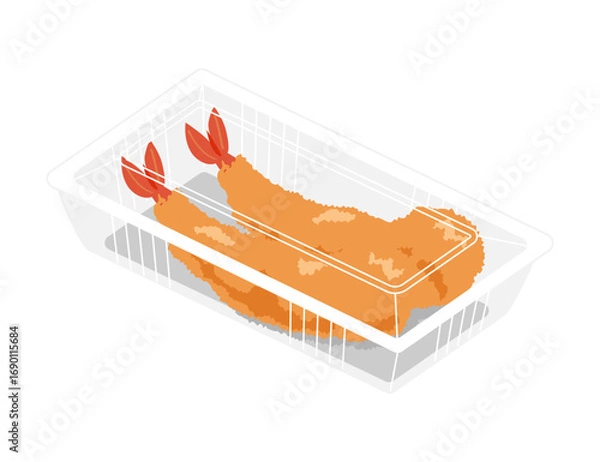 Obraz フードパックに入ったエビフライのイラスト