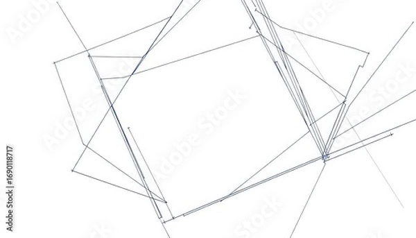 Fototapeta Abstract blueprint vector lines forming geometric shapes on white background,  background,  scheme