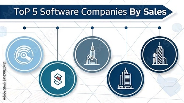 Obraz Top 5 Software Companies by Sales Infographic with Icons