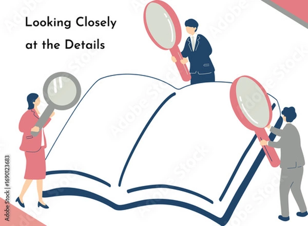 Fototapeta 虫眼鏡を覗き込むビジネスパーソン