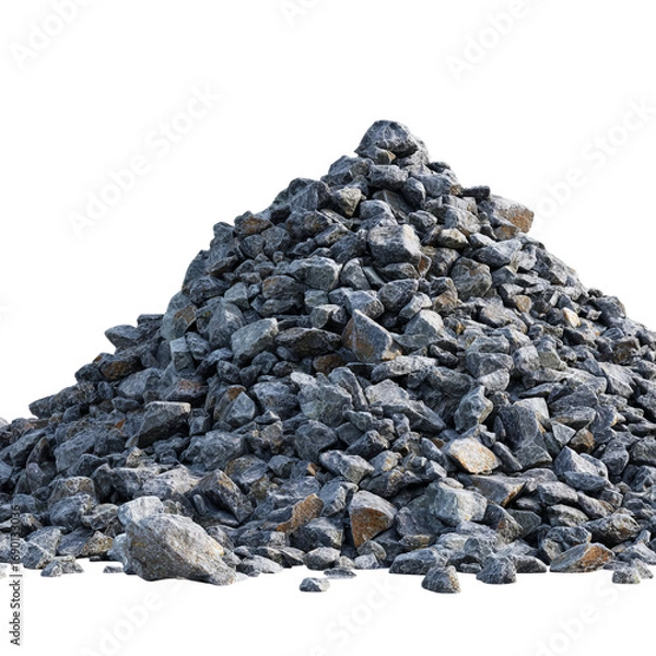 Fototapeta Png of pile of gray rocks isolated on transparent background, a construction material with a rough texture and natural stone fragments