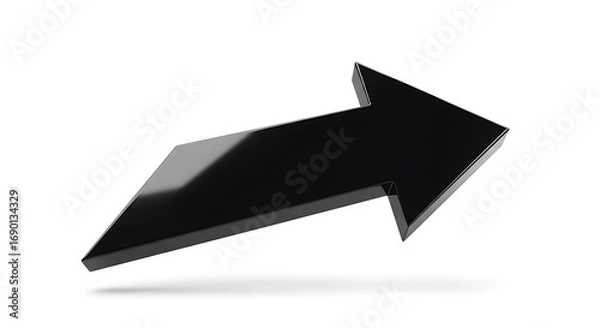 Fototapeta Black Arrow Pointing Upwards on White Background.
