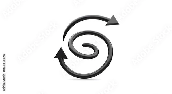 Fototapeta Black Spiral Arrows Symbolizing Cycle and Process on White Background.