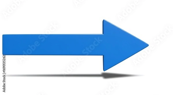 Fototapeta Blue 3D Arrow Pointing Right on White Background.