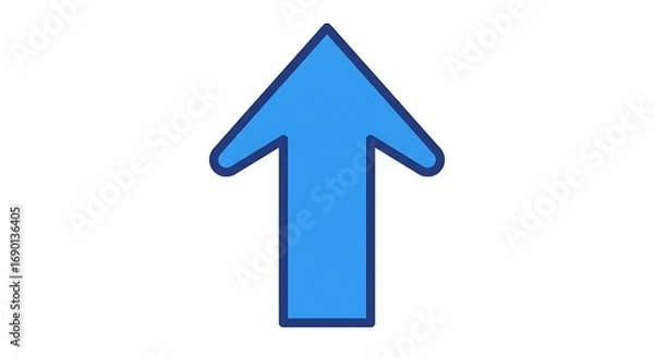 Fototapeta Blue upward pointing arrow icon isolated.