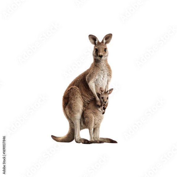 Obraz Mother Kangaroo with Joey in Pouch - Australian Wildlife