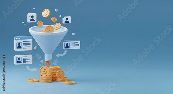 Fototapeta Optimizing sales funnels Converting prospects into revenue for business growth and profit