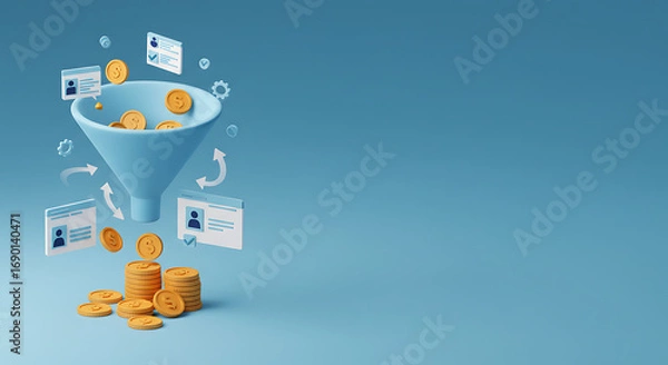 Fototapeta Lead Generation Funnel Converting Prospects into Customers