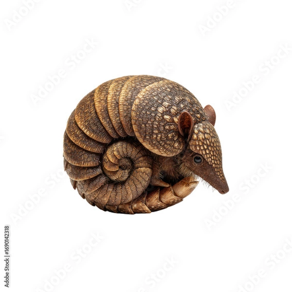 Obraz Three-banded Armadillo Curled in Self-Defense on Black Background