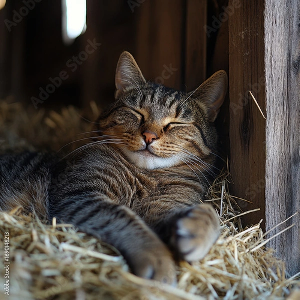 Obraz Cat sleeping peacefully in a barn.