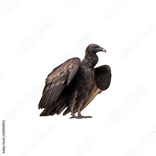 Obraz Black Vulture (Coragyps atratus) Isolated on Black Background