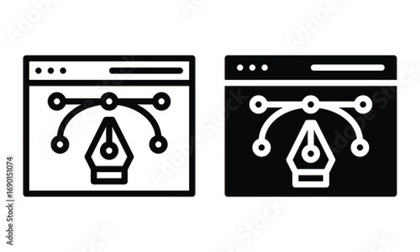 Fototapeta Web design icon with outline and glyph style.