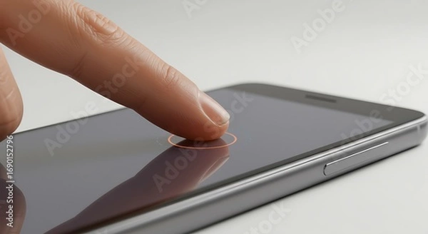Obraz Finger Touching Smartphone Screen.