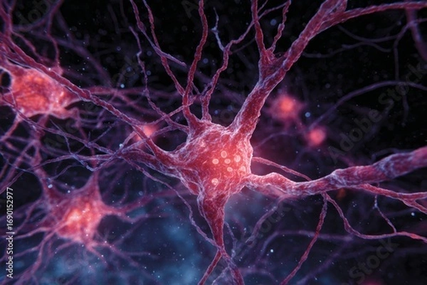 Fototapeta Substance P's involvement in neuroinflammation.