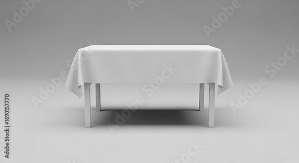 Fototapeta White Table with White Tablecloth.