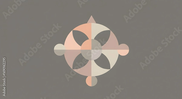 Fototapeta Geometric Abstract Symbol with Pastel Colors on Gray Background - Modern Design, Minimalist Art, Spiritual Icon