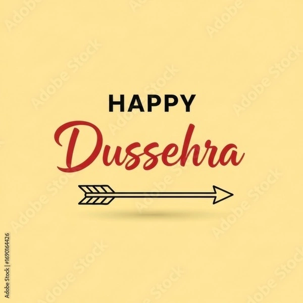 Fototapeta Happy dussehra greeting with a stylized arrow on a light yellow background design