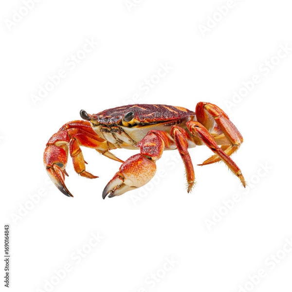 Obraz Vivid Red Rock Crab on Black Background - Detailed Close-Up
