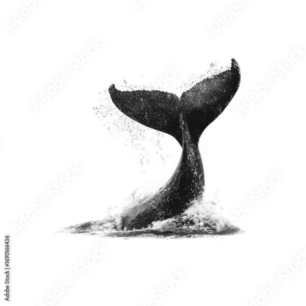 Obraz Majestic Whale Tail Splashing in Monochrome