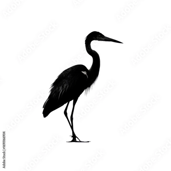 Obraz Silhouette of a Great Blue Heron Standing in the Dark