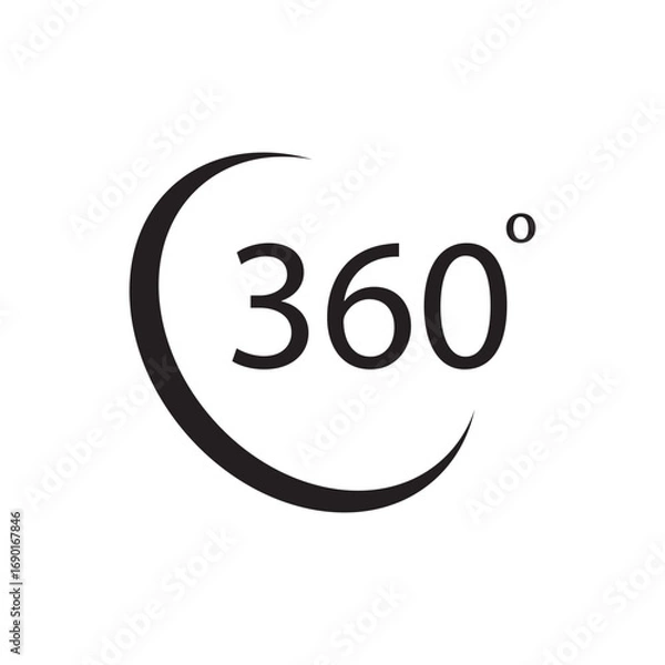 Fototapeta Simple Outline Rotation Arrow Around 360 Degree Circle Shape Icon