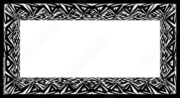 Fototapeta Dynamic abstract geometric frame border with sharp black and white patterns creates modern visual appeal