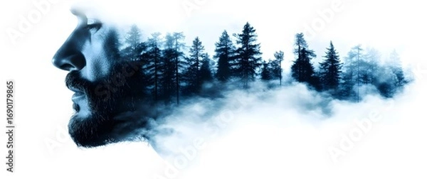 Obraz Man's Head with Misty Forest