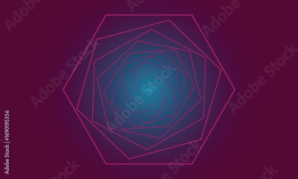 Fototapeta Pink Hexagonal Spiral Gradient Background abstract geometric