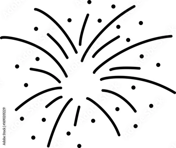Fototapeta Festive Fireworks Outline, black and white abstract background