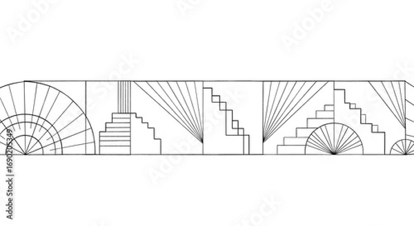 Obraz Abstract geometric design featuring stairs and radiating lines, a modern architectural concept