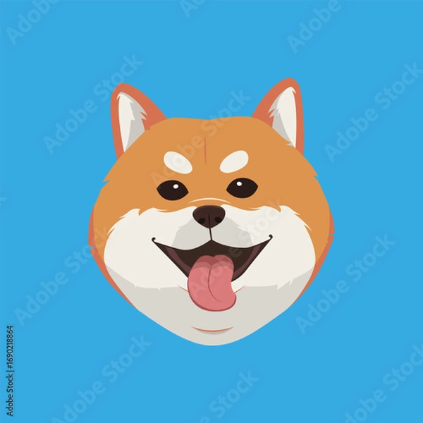 Obraz Smiling Shiba Inu cartoon illustration isolated on blue background