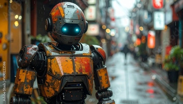 Fototapeta Un robot en las calles de Tokyo