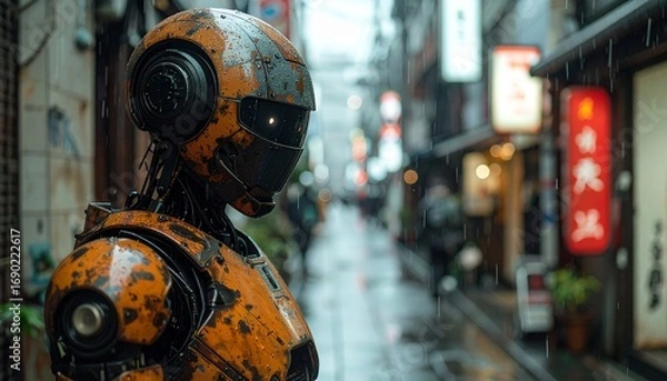Fototapeta Un robot en las calles de Tokyo