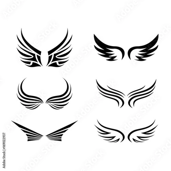 Obraz wings, Modern, minimalistic, set, logo, design, vector