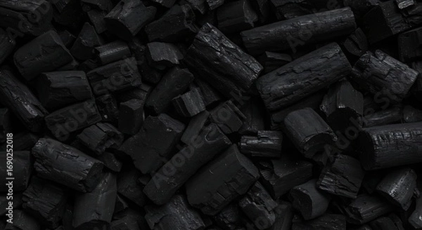 Fototapeta Textured Background of Black Coal Pieces.