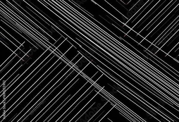 Fototapeta Subtle diagonal white lines on a black background form a seamless striped texture,  thin,  grid