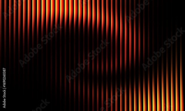 Fototapeta Dynamic vertical glowing lines creating a dramatic abstract background with vibrant orange and red hues, perfect for impactful designs.