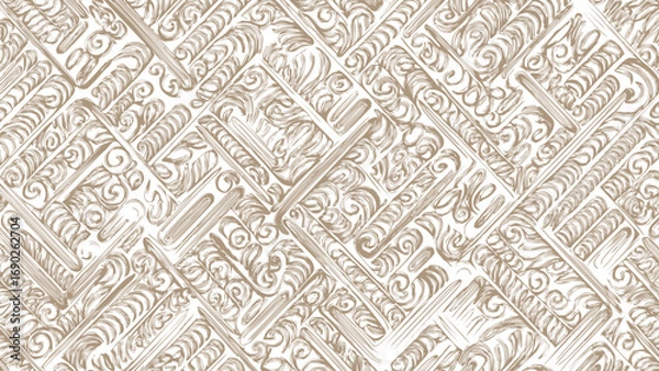 Fototapeta Brown and white seamless pattern texture of old wood. Decorative retro ornament background.