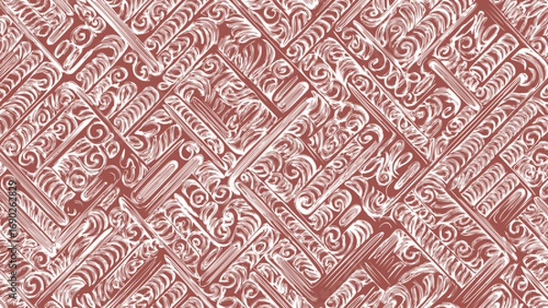 Fototapeta Red and white seamless pattern texture of old wood. Decorative retro ornament background.