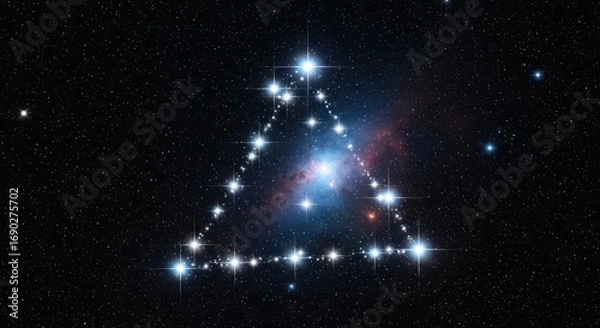 Fototapeta Triangulum Constellation: A Celestial Triangle of Stars Against a Deep Space Nebula Backdrop