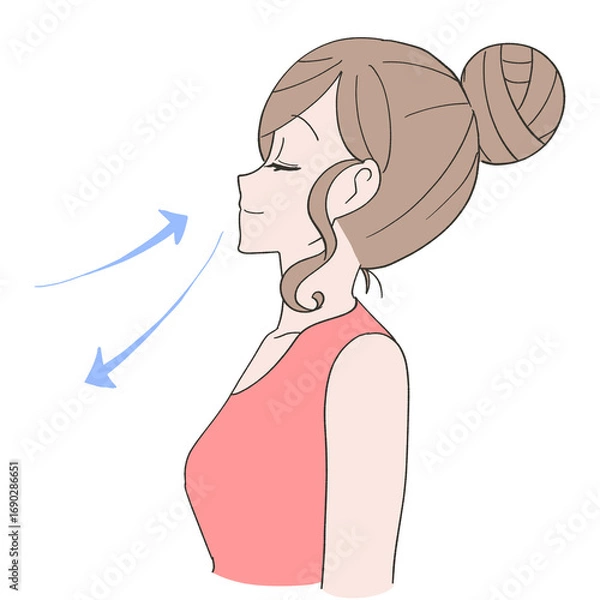 Obraz 鼻から呼吸をする女性のイラスト
