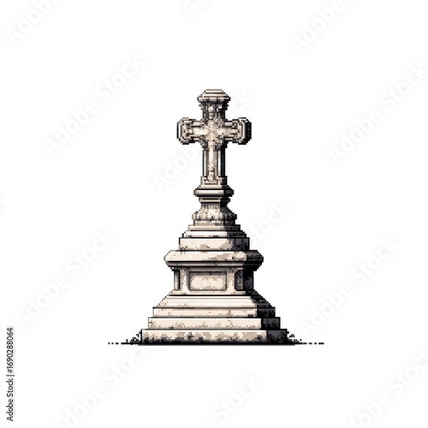 Fototapeta Ornate stone cross monument