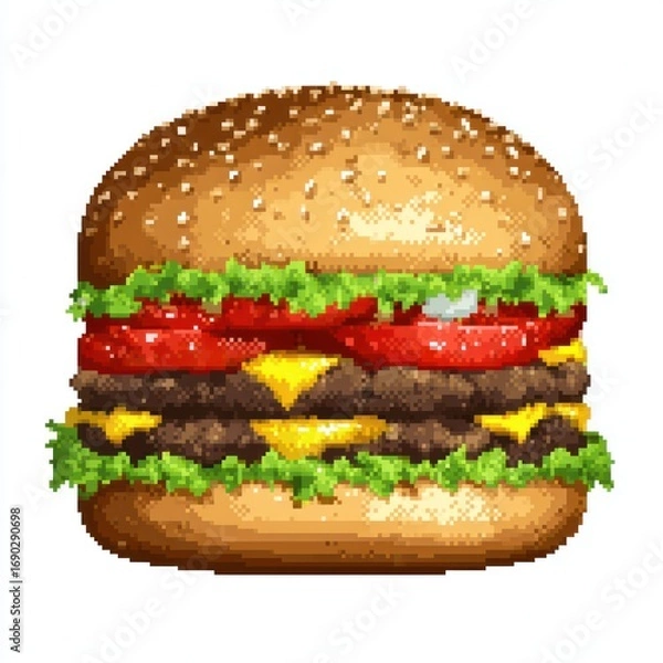 Fototapeta Pixel art double cheeseburger