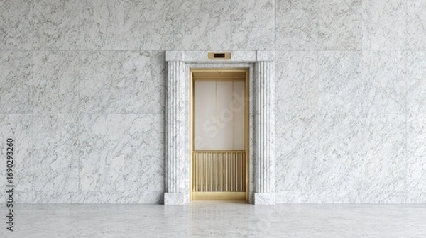 Fototapeta Elegant elevator entryway with marble walls.