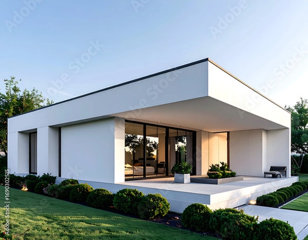 Fototapeta White Minimalist Home with Symmetry