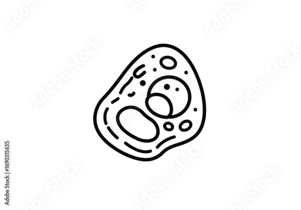 Fototapeta Cell drawing. It is a simple line art sketch of a cell, the basic structural and functional unit of all known living organisms, depicted with various internal organelles. Vector sketch line art draw.