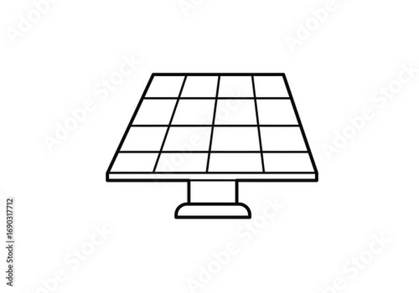 Fototapeta Solar panel drawings. It is a line art sketch of a solar panel, a device that converts sunlight into electricity, representing renewable and clean energy technology. Vector sketch line art draw.