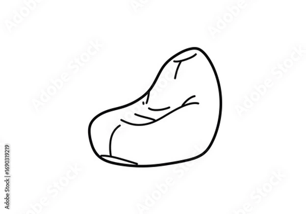 Fototapeta Bean bag chair drawing. It is a line art sketch of a bean bag chair, a soft, casual seat filled with small pellets that conforms to the user's body for ultimate comfort. Vector sketch line art draw.
